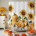 thumbnail image 3 of Shower Curtain 36"W x 72"L Fall Thanksgiving Sunflower Pumpkin Fabric Shower Curtains Set with Hooks Water Repellent Bathroom Curtains Machine Washable Bathroom Accessories, 3 of 6