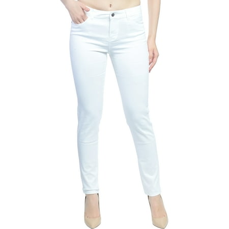 Hey Collection Womens Brushed Stretch Twill Mid Rise Skinny (Best Jeans For Large Women)