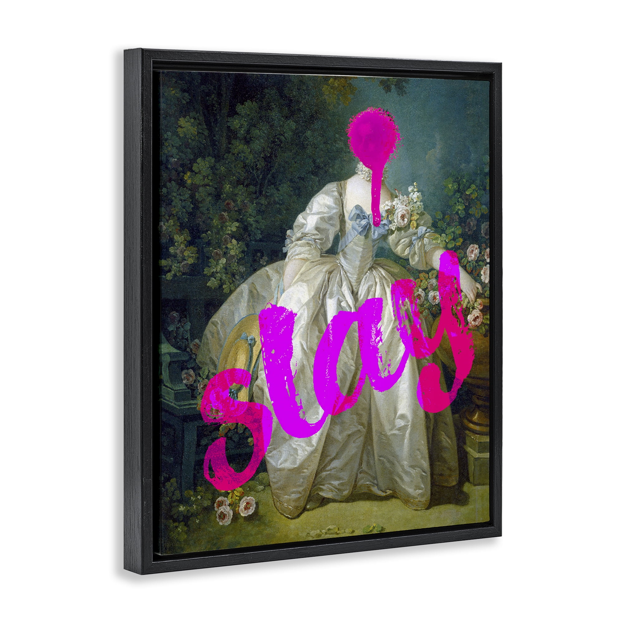 Slay Classical Baroque Gown Black Framed Floater Canvas Wall Art, design by Lil' Rue