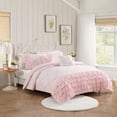 thumbnail image 2 of Vintage Floral Ruffles Pink 4-Piece Microfiber Comforter Set - Twin, 2 of 6