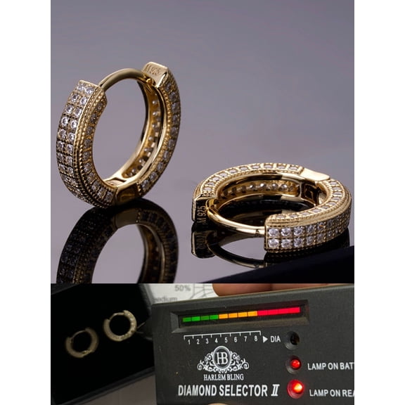 Moissanite Real 925 Silver Small Huggie Hoop Earrings 12mm Mens Ladies