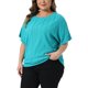 thumbnail image 4 of Top de mujer de talla grande Agnes Orinda para el Día de San Patricio, con cuello redondo, mangas de murciélago, dobladillo doble y diseño de ojales, camisetas casuales de verano 1X en verde lago, 4 of 6