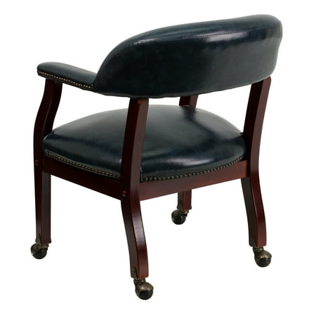 Flash Furniture - Sarah  Traditional Vinyl Side Chair - Upholstered - Navy Vinyl