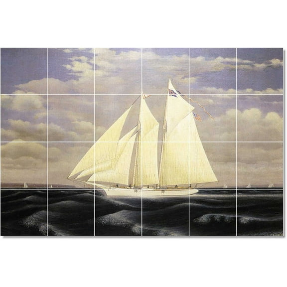 Ceramic Tile Mural-James Bard Ships Tile Mural House Remodeling Design Idea. 36" w x 24" h using (24) 6 x 6 ceramic tiles