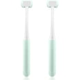 thumbnail image 1 of 3 Sided Toothbrushes for Kids, Children Manual 3-Sides Toothbrush Soft Gentle Clean Tooth (Blue-2pcs), 1 of 7