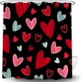 thumbnail image 3 of Valentine''s Day Shower Curtain Romantic Red Heart Cute Colorful Hearts Modern Art Dot Sweethearts Love Couple Wedding Lover Creative Bath Curtain with Hooks, 3 of 6