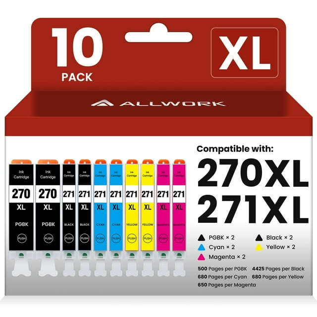 Paquete de 10 cartuchos de tinta ALLWORK PGI270XL CLI271XL