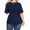 thumbnail image 5 of Women's Plus Size Knot Belted Blouse Short Sleeve Solid Shirt Tops Comfortable Casual Fashion Stylish Elegant Fit, 5 of 9