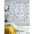 thumbnail image 4 of Sheer Curtains 72 Inches Long, Blue Flower Light Filtering Window Curtains for Living Room, Vintage Farmhouse Boho Leaf Spring Summer Rod Pocket Voile Sheer Curtain Drapes, 52"W x 72"L, 2 Panels, 4 of 8