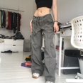 thumbnail image 2 of Mono gris Retro, pantalones vaqueros a la moda para mujer, pantalones de mujer de nuevo estilo, pantalones casuales holgados de cintura baja sexy, ropa de calle vintage Tan Jianjun unisex, 2 of 2