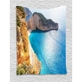 thumbnail image 1 of Greece Tapestry, Idyllic and Tranquil Sea Landscapes on Zakynthos Island Coastline Wanderlust Picture, Wall Hanging for Bedroom Living Room Dorm Decor, 60W X 80L Inches, Multicolor, by Ambesonne, 1 of 2