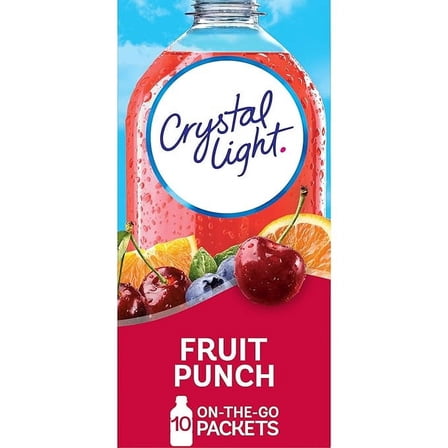 Pack of 1 Crystal Light Fruit Punch Artificially Flavored Powdered Drink Mix, 10 ct. On-the-Go-Packets