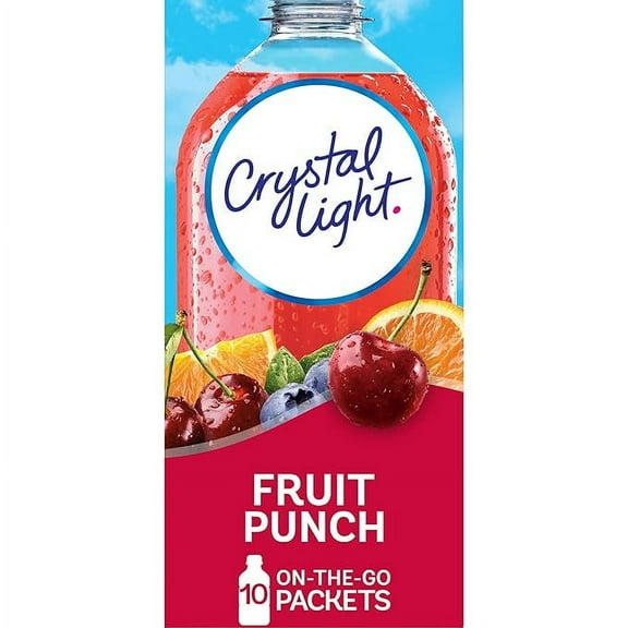 Pack of 1 Crystal Light Fruit Punch Artificially Flavored Powdered Drink Mix, 10 ct. On-the-Go-Packets