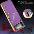thumbnail image 3 of Fashion Ring Holder Case Compatible for Samsung Galaxy Z Flip 4 5g Case 2022, Shockproof PU Leather Cover Hand Strap Protective Stand Flip Phone Case for Samsung Flip 4 Case, 3 of 7