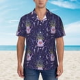 thumbnail image 4 of Balery Lavender Flowers Print Men's Hawaiian Shirts Short Sleeve Beach Shirt Relaxed Fit Vacation Button Down Shirts-Small, 4 of 9