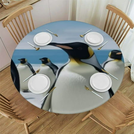 

Animal Round Tablecloth with Elastic Edge Tablecloth Spill Proof Washable Table Cover for Kitchen Dining Party Outdoor Decor Fits