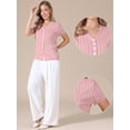 thumbnail image 2 of DARING DIVA Women's Eyelet Tops V Neck Short Sleeve Knit Button Down Shirts S Pink, 2 of 6