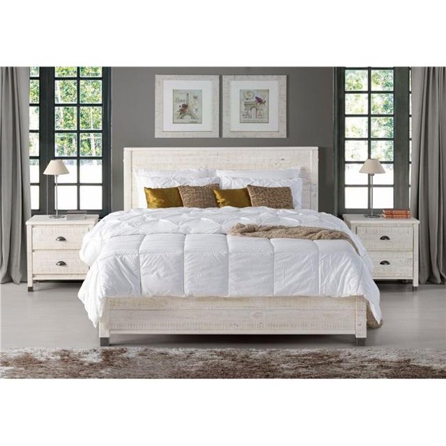 Eco-Flex Furniture BJ509 Lit Plateforme Baja - Format Double - Blanc Shabby