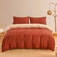 thumbnail image 3 of Juego de cuatro piezas de funda de edredón y funda de almohada para cama doble de color liso con lijado de estilo simple, 3 of 6