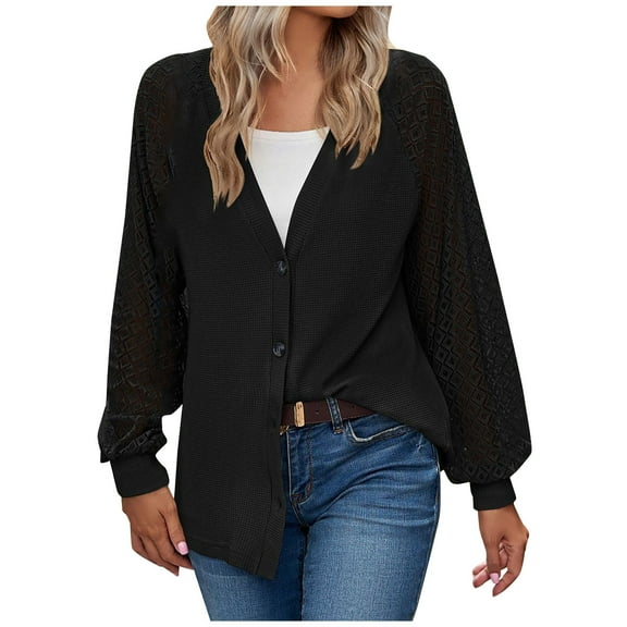 Oalirro Womens Long Sleeve Tops Summer V Neck Lace Sleeve Womens Trendy Tops