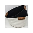 thumbnail image 3 of Decorative baskets for home décor. Woven Basket for Storage Baby and Diaper. Makeup basket Leather Handles. Bathroom storage baskets. Blanket basket living room. towel organizers and storage (White), 3 of 6