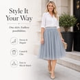 thumbnail image 3 of Women’s Gray Tulle Midi Skirt, Layered A-Line Tutu Skirt, One Size Elastic Waist Party Skirt, 3 of 8