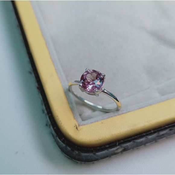 Created Alexandrite Ring, 925 Sterling Silver Ring, Alexandrite Ring, Color Change Stone Ring, Round Cut Alexandrite Ring, Ring for Gift