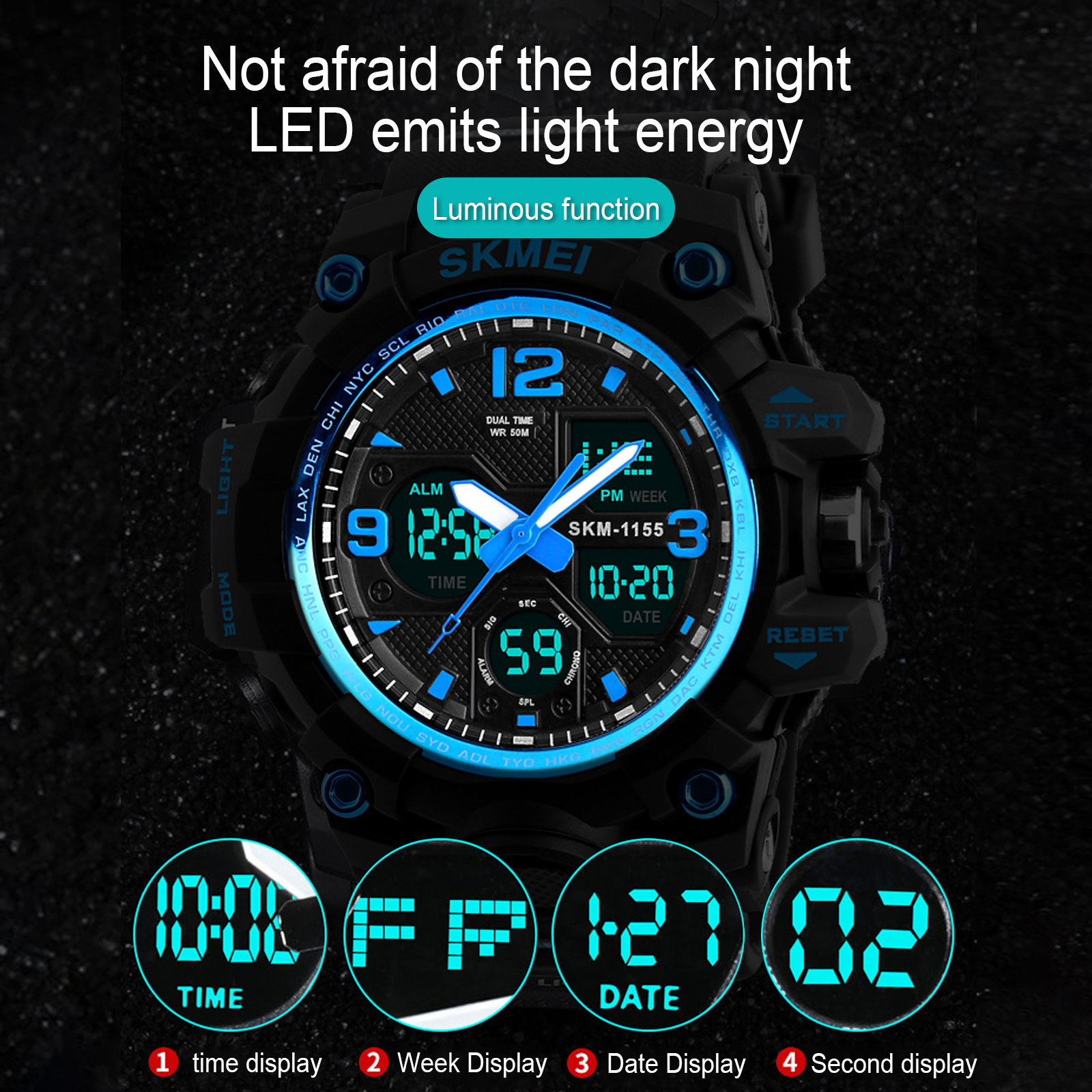 SKMEI Men's Digital Sports Watch Waterproof Blue photo 7