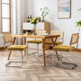 Zesthouse Rattan Dining Chairs Set of 4, Velvet Upholstered, Cane Back, Chrome Legs, Yellow ...