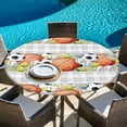 thumbnail image 6 of Ball Sports Round Tablecloth 36-44 Inch Round Fitted Table Cloth with Elastic Edge, Football Basketball Sports Grey Plaid Waterproof Table Cover Protector for Outdoor Picnic Party Dining, 6 of 9