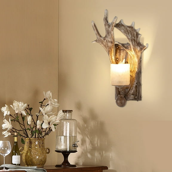 Wall Mount Antler Wall Lamp Decorative Wall Light Retro Wall Lantern 3-5m²