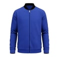thumbnail image 5 of Men's Lightweight Polyester Jacket Stand Collar Long Sleeves Full Zip Elastic Cuff Casual Travel Rain Coat Windbreaker Outdoor Hiking Weekend Getaway | JASKFLY,Blue L, 5 of 6