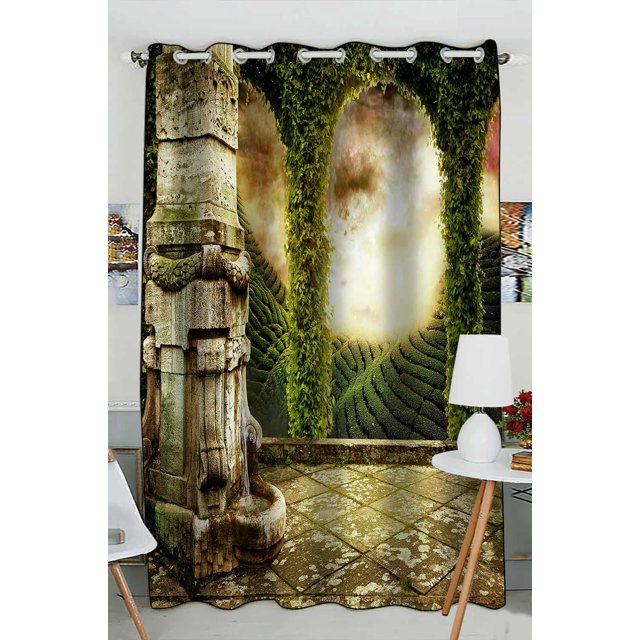 Cortina de ventana ABPHQTO Hermosa vista de cuento de hadas paisaje místico 130x210 cm