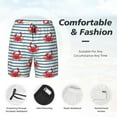 thumbnail image 5 of Lsque Mens Swim Trunks Cute Red Crabs With Nautical Pattern - Bathing Suit Compression Liner - Beach Swim Shorts Swimwear - (S-3XL) - Stretch Quick Dry -X-Large, 5 of 9
