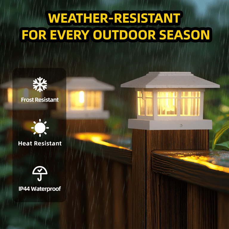 Solar Fence Post Cap Lights 2-Pack, Warm/Cool White photo 4