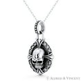 thumbnail image 1 of Skull / Skeleton Head, Cross Fleury, & CZ Crystal Charm 32x16mm (1.3x0.6mm) Pendant & Chain Necklace in Oxidized .925 Sterling Silver, 1 of 1