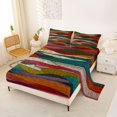 thumbnail image 2 of jejeloiu Artistic Abstract King Sheets For Men Women,Bright Striped Bedding,Rainbow Tones,4 Pieces,1 Flat Sheet, 1 Fitted Sheet and 2 Pillowcases, 2 of 6