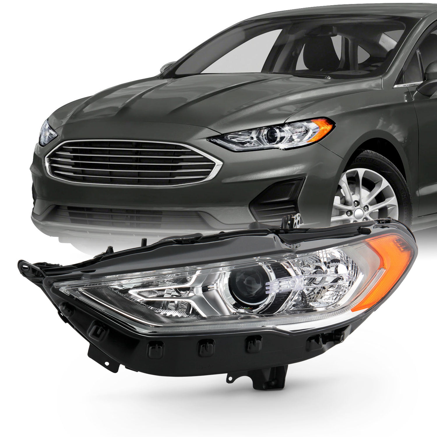 For 20172020 Ford Fusion Halogen w/ LED DRL Projector