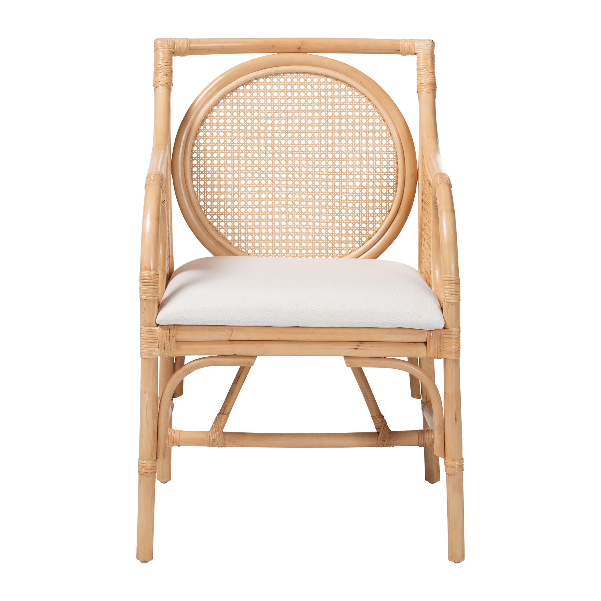 bali & pari Matt Boho Armchair, Natural Rattan