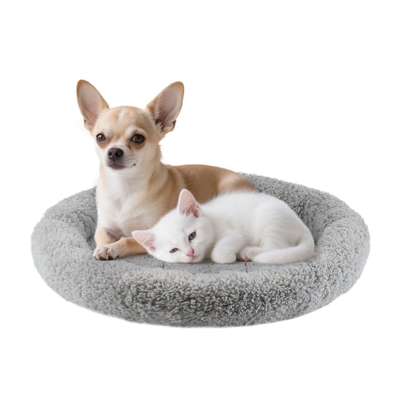 NAMSAN Cat Bed Round Non-Slip Cat Cushion Donut for Sleeping-Grey, Diameter: 19.69"