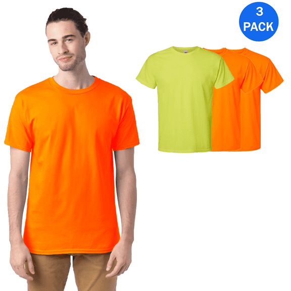 Gildan High Visibility T-Shirt, Men's Workwear Tee Safety Short Sleeve Crewneck Hi Vis Shirt, Pack 3, S