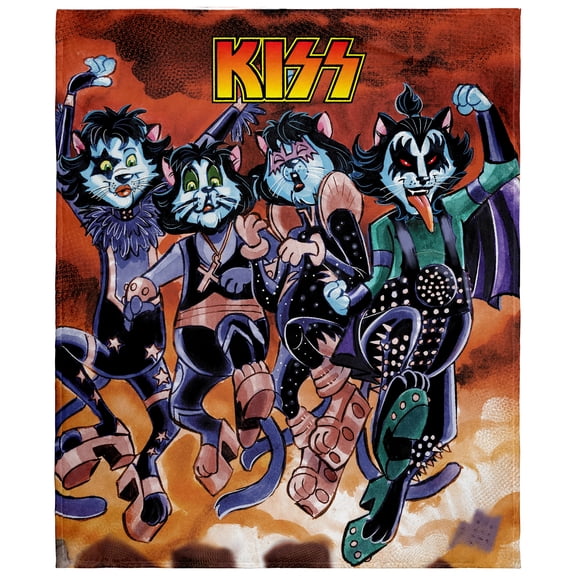KISS Blanket KISS Destroyer Kitty Cats Music Band Fleece Throw Blanket