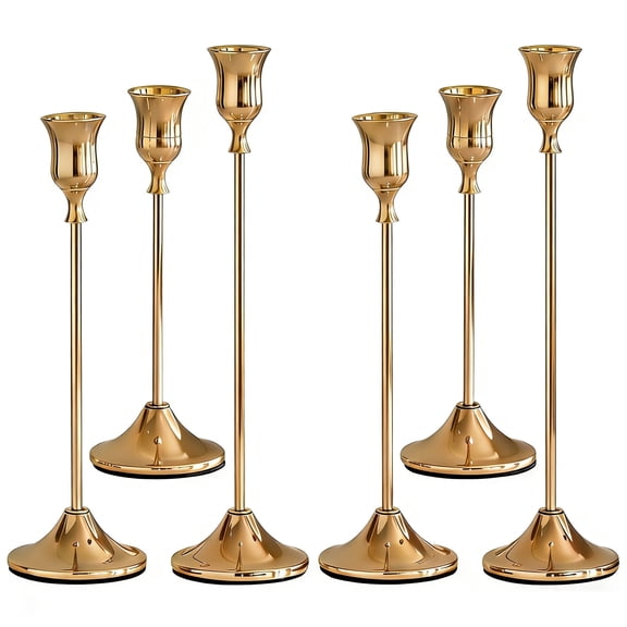 GIRACOA 6 PCS Candlestick Holders, Vintage Metal Taper Candle Holders for Table, Mantel, Wedding, Dinning, Party, Housewarming Gift