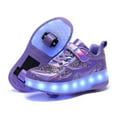 thumbnail image 1 of Espadrilles Lumineuses à Deux Roues pour Enfants, Talons Lumineux, Chaussures de Skate à Roulettes Roses avec Lumière Led, Chaussures Led pour Enfants, Garçons, Filles, Recharge USB, 1 of 1