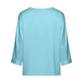 thumbnail image 3 of Womens V-Neck Stain Tops 3/4 Length Sleeve Solid T-Shits Blouses Comfy Breathable Work Office Daily Outfits 2026 Trendy Spring Summer Clothes, 3 of 6