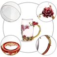 thumbnail image 2 of Paquete de 2 tazas de té de cristal con flores, taza de café esmaltada con asa, taza de cristal de mariposa y rosa para mujer, mamá, abuela, amiga, esposa, Navidad Sailing Electrónica, 2 of 6