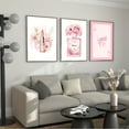 thumbnail image 3 of 3pcs, 2D Frameless Canvas Art, Decorative Painting Set, Luxury Perfume Poster, Pink Fragrance Print, Fashionable Art Print, Parisian Art, Bedroom Wall Decoration Kit, 2D Flat, Perfect for Room Decor, 3 of 4
