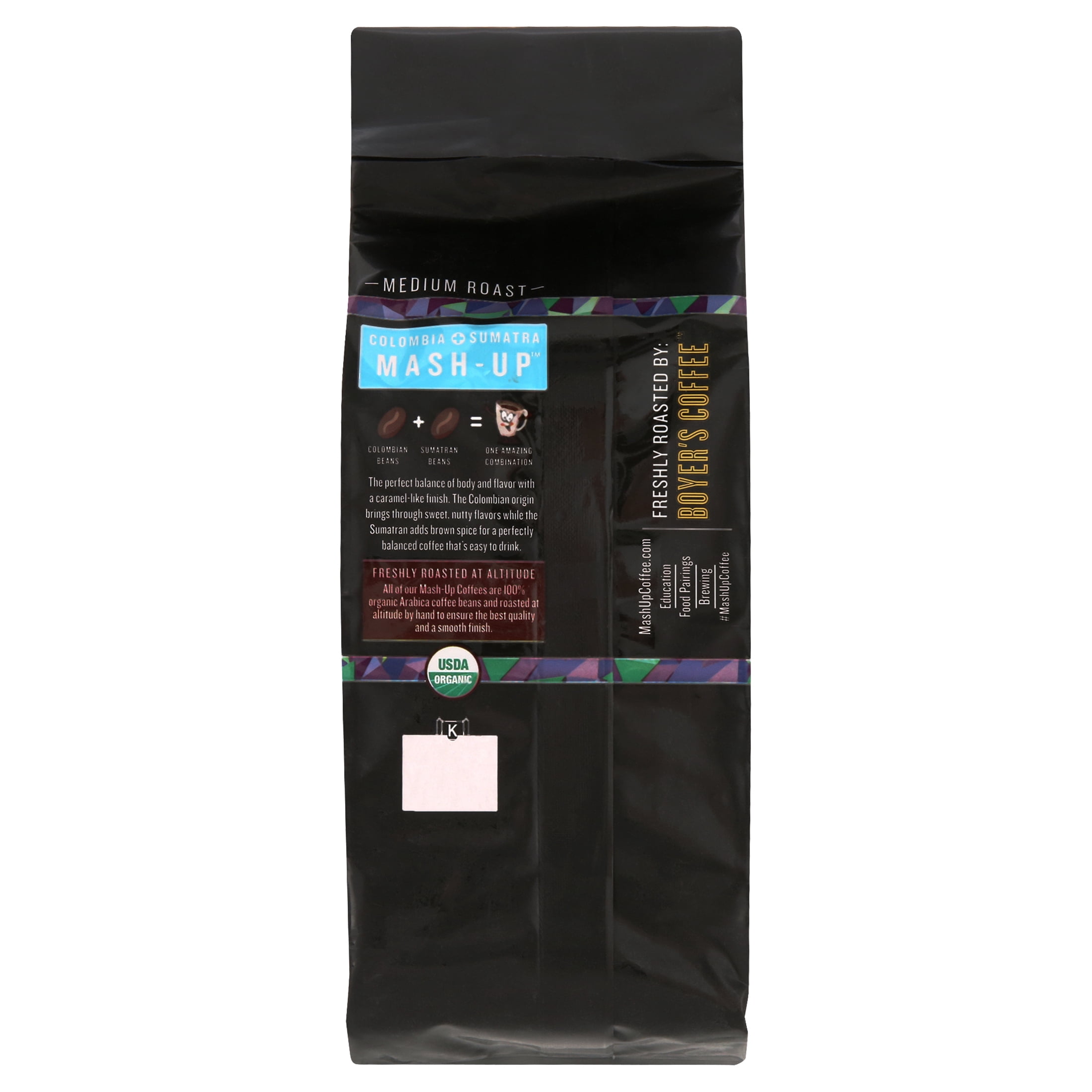Mash-Up Colombia + Sumatra Blend, Organic Whole Bean Coffee, Medium Roast, 11 Oz