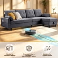 thumbnail image 6 of Pingliang Home Convertible Sectional Sofa with Storage Ottoman and Side Storage Pockets,Modern 4 Seat L Shaped Couch with 19.3" Seat Depth for Living Room Office Apartment Studio,Light Gray, 6 of 14