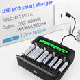 thumbnail image 4 of Cargador de batería universal LCD – para baterías recargables Ni-MH AA AAA C D baterías con puerto USB 2A, entrada tipo C, 4 of 5